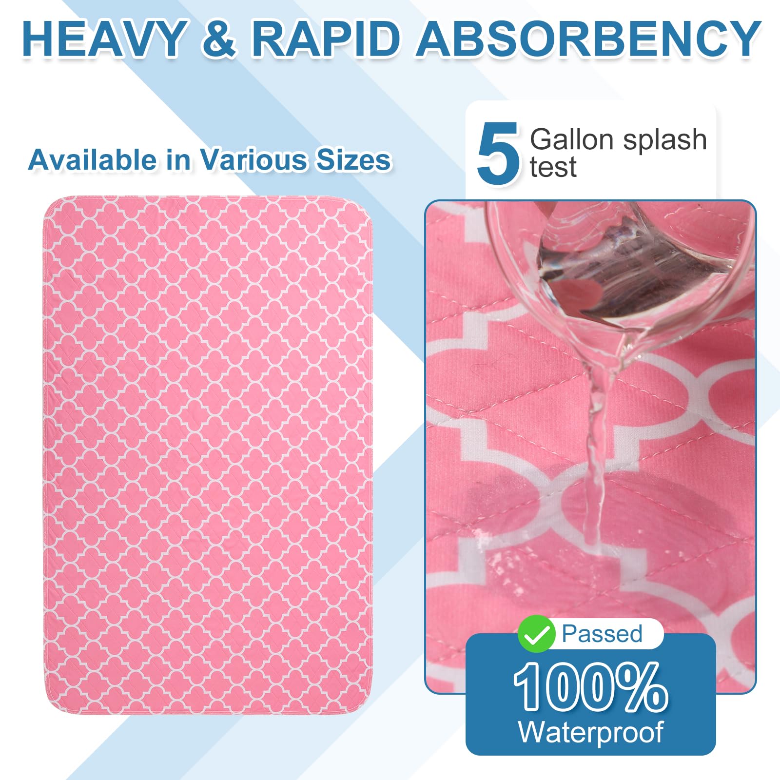OUTCREATOR bed pad pink with absorbent core for quick moisture wicking
