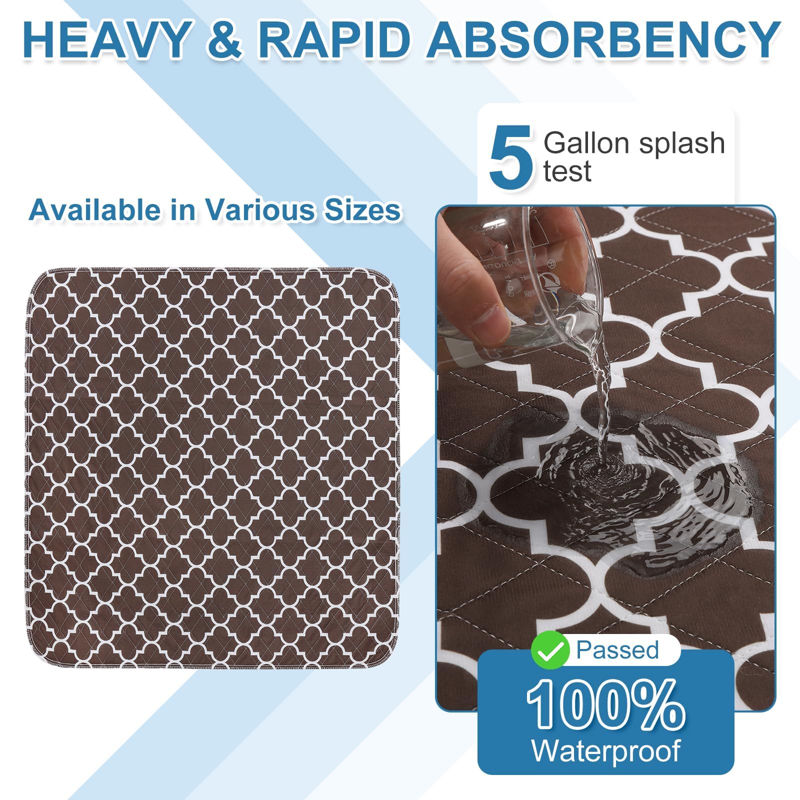 OUTCREATOR bed pad with absorbent core pulls moisture away for quick drying.
