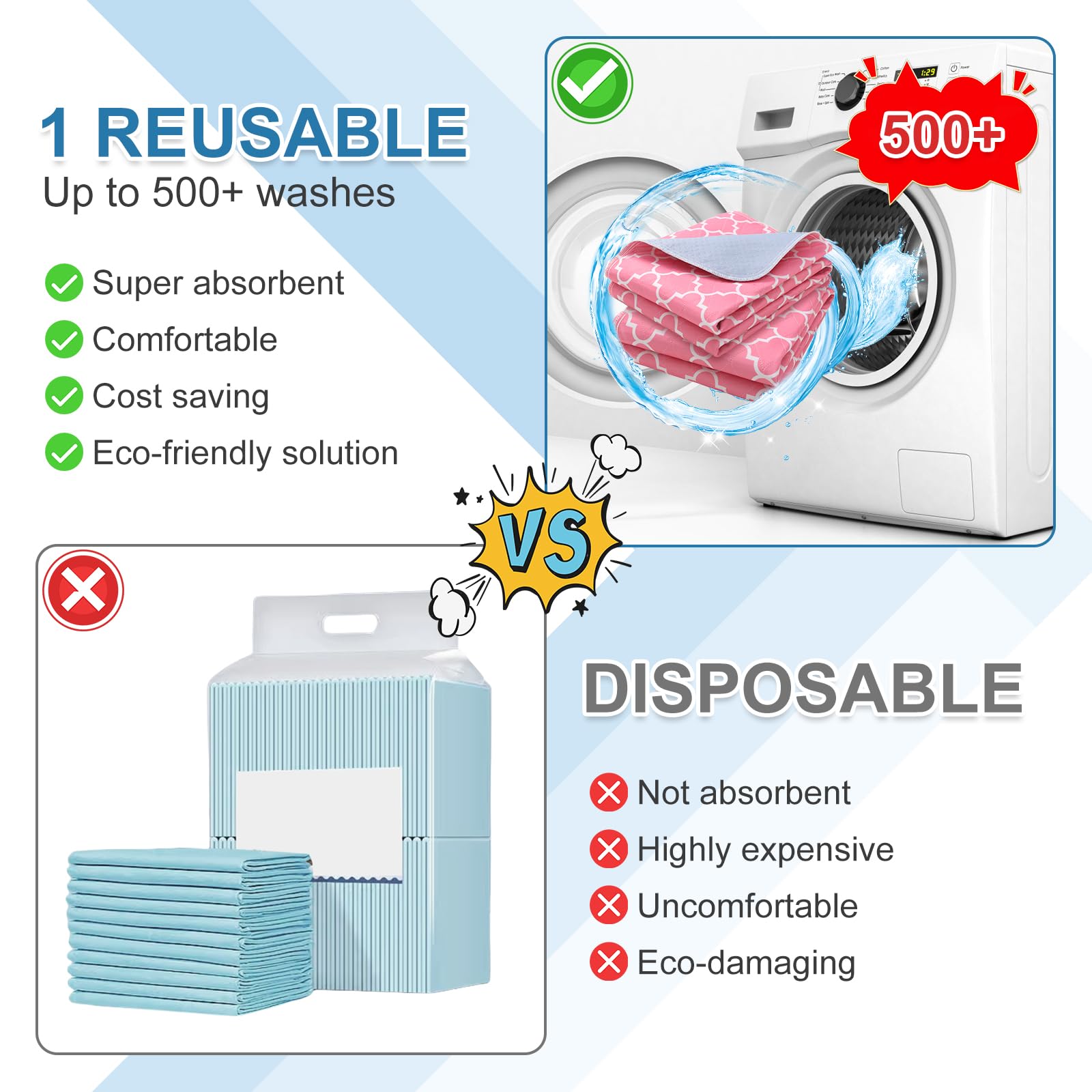 OUTCREATOR machine washable bed pad pink for easy care and reuse