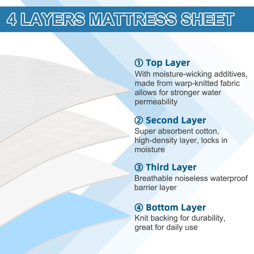 OUTCREATOR bed pad on bed with minimal crinkling for peaceful sleep.