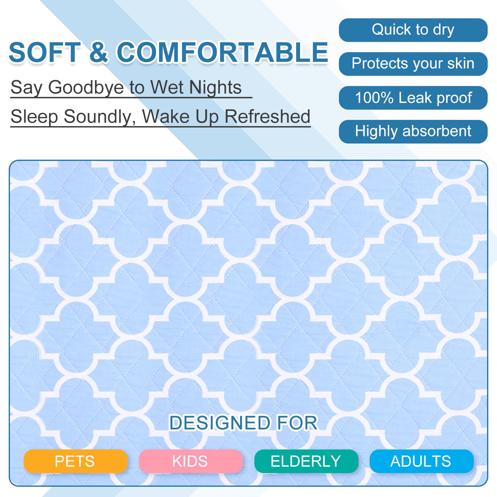 OUTCREATOR Washable Bed Pad close-up on edge finishing and fabric