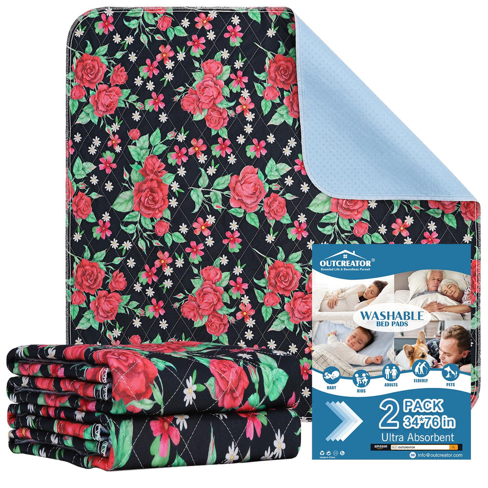 OUTCREATOR Washable Bed Pad with soft surface for gentle, dry nights.