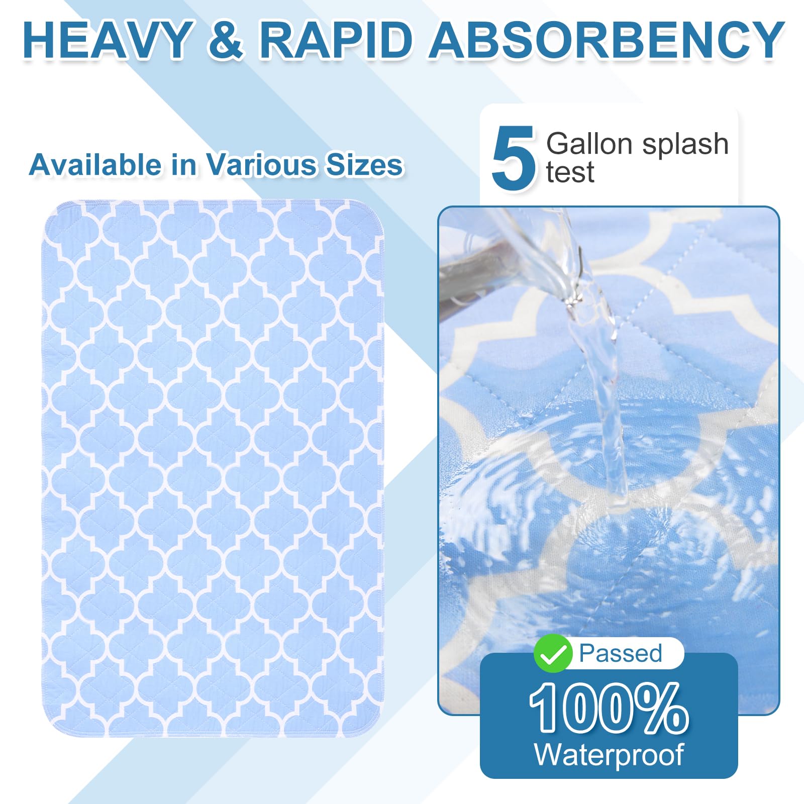 OUTCREATOR waterproof underpad with non-slip bottom stays in place