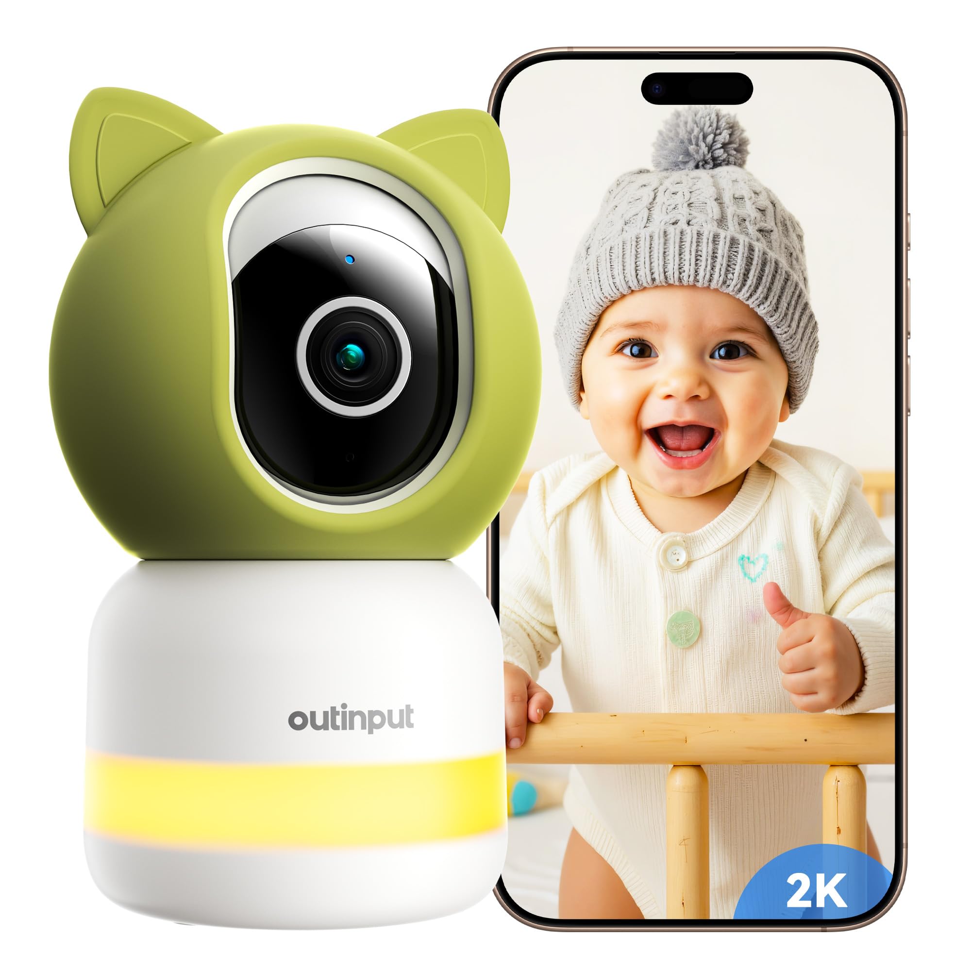 Outinput baby monitor 2K4MP camera for crystal-clear daytime monitoring.