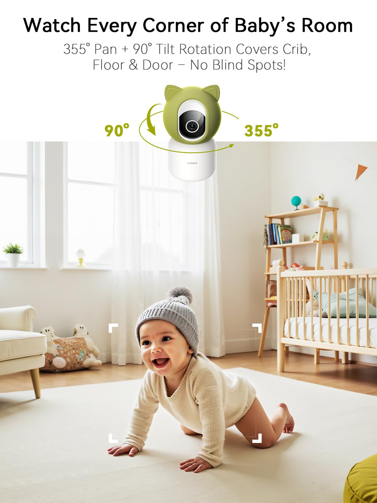 Outinput baby monitor privacy mode and built-in siren for security.