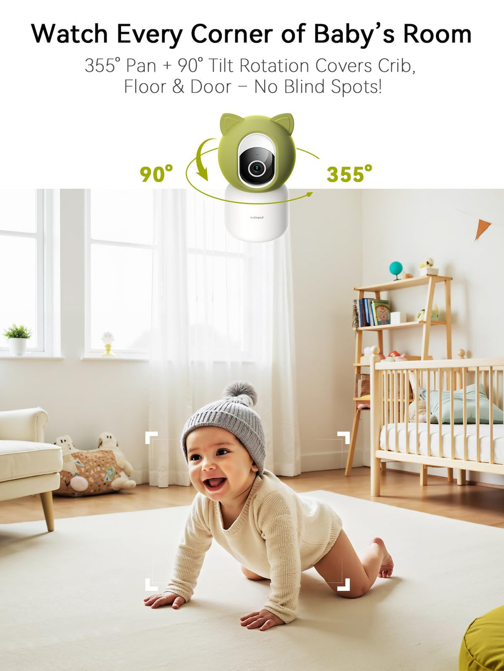 Outinput baby monitor privacy mode and built-in siren for security.
