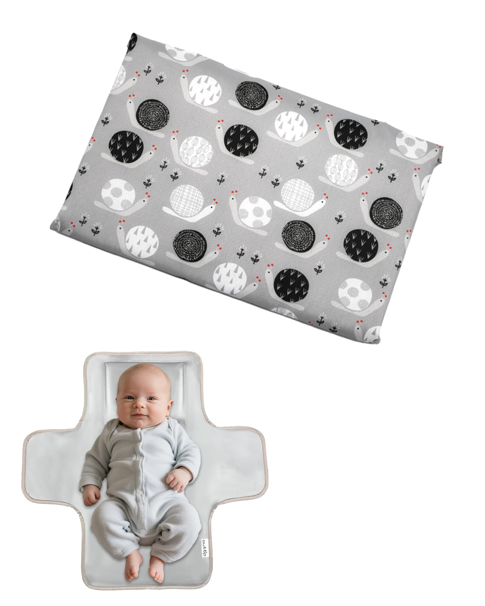 Outtip Cute Snail changing mat folded for compact travel changes