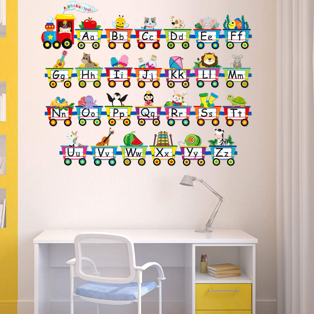 Outus alphabet train wall decals animals illustrations add colorful classroom charm