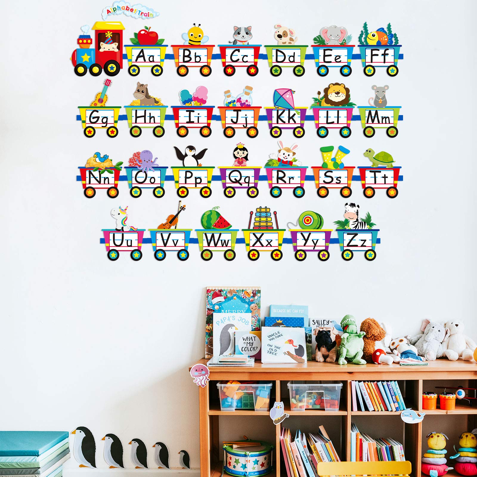 Outus alphabet train wall decals words and photos reinforce word association