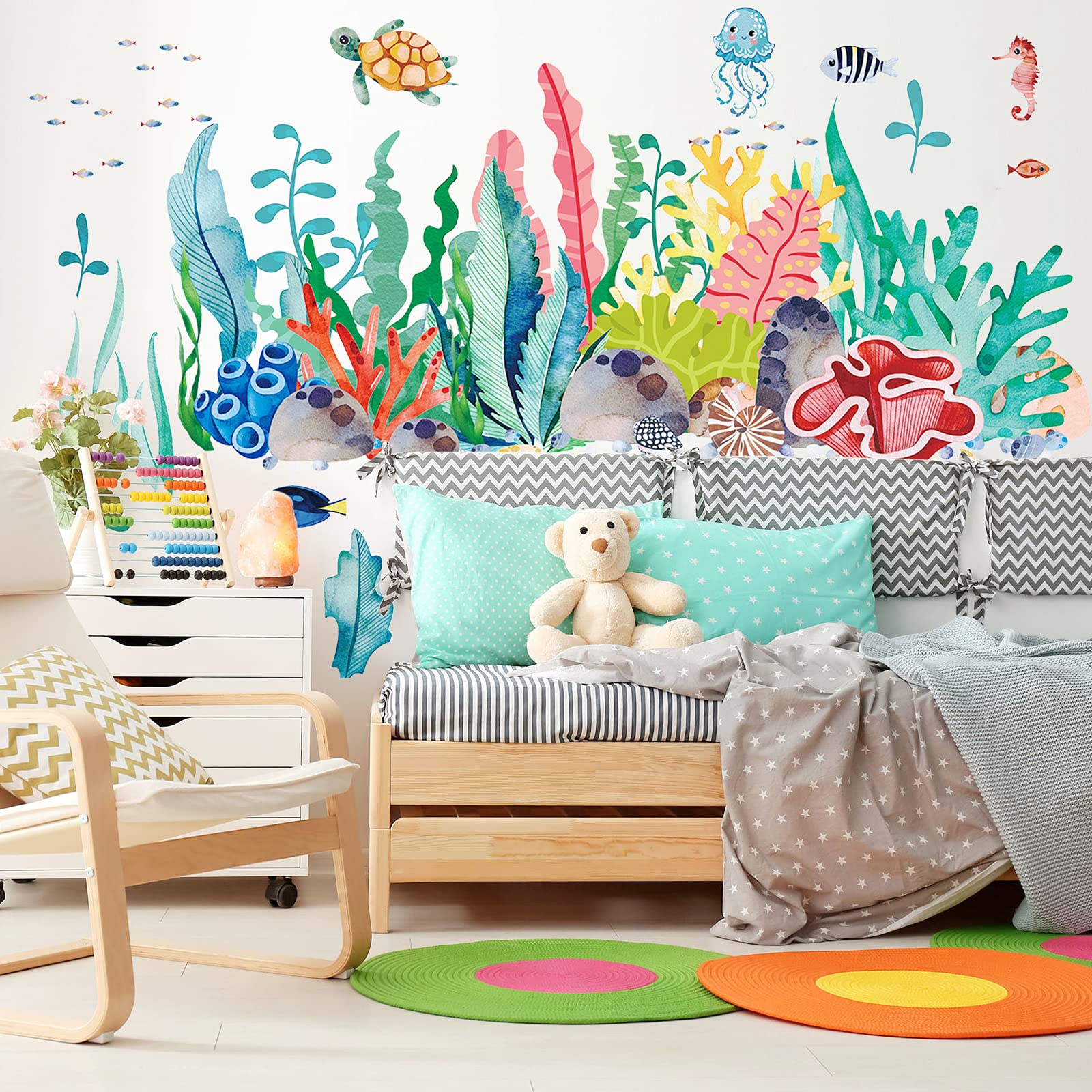 Outus tropical fish wall stickers brighten living rooms with cheerful color