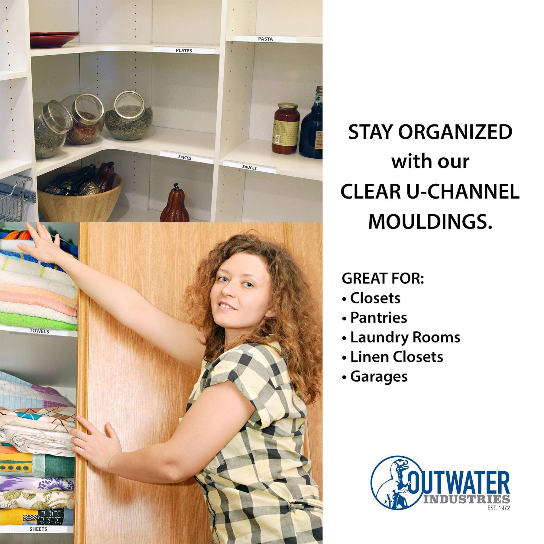 Outwater 341-Cl clear U-channel provides durable edge protection for cardboard.