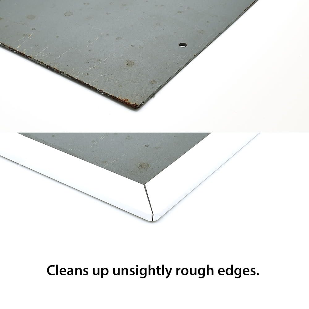 Outwater black U-channel covers seams for polished signage frames.