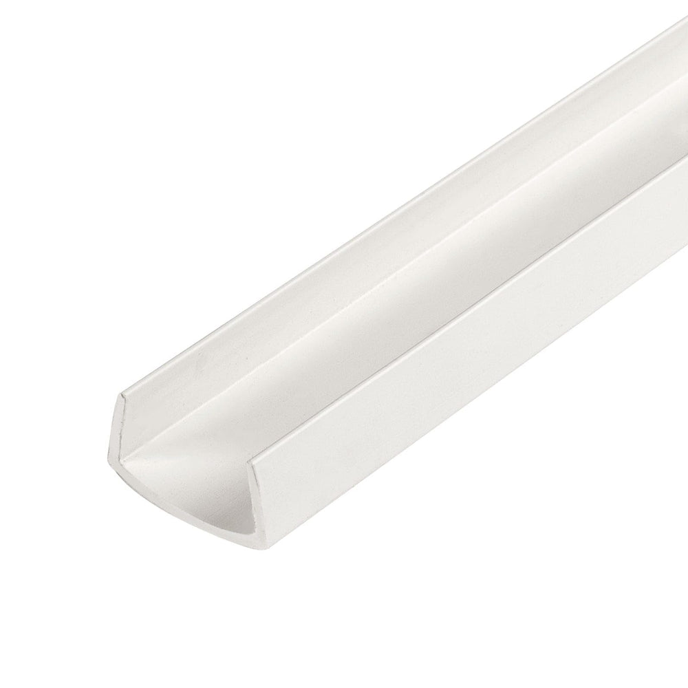 Outwater white 3/4-inch U-channel edge protection for shelves.