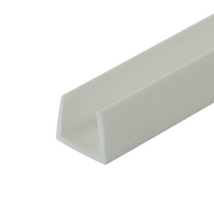 Outwater white 5/8-inch styrene u-channel installed along a panel edge for clean edging.