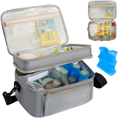 OUUTMEE wearable breast pump bag front view shows organized on-the-go gear