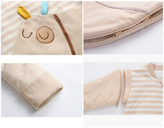 OuYun sleeping bag with 2-way zipper for easy night diaper changes.