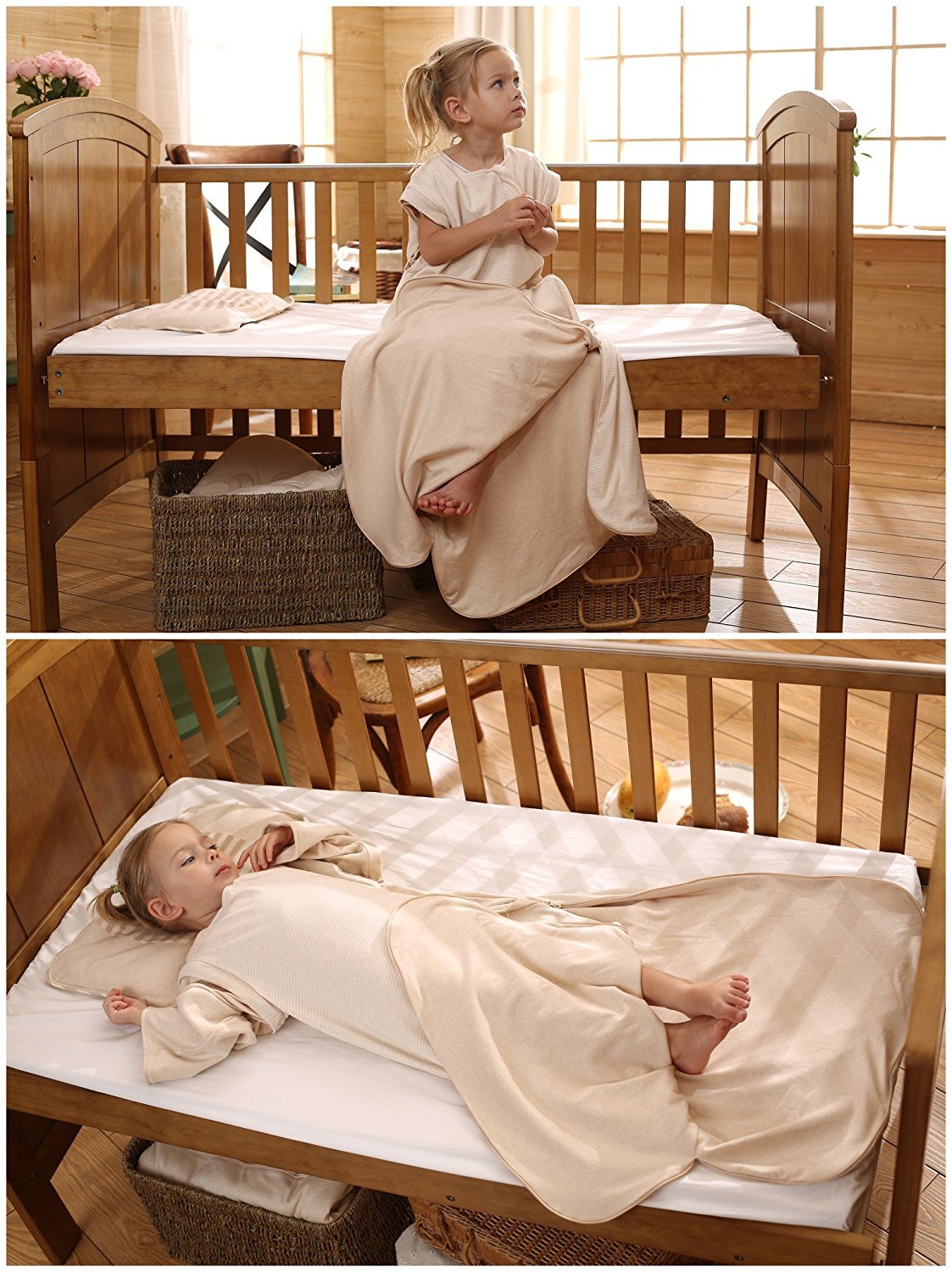 OuYun baby sleeping bag machine washable cotton for simple care.