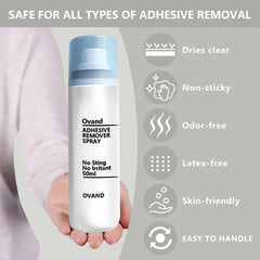 Ovand adhesive remover applied on skin shows gentle action and quick drying.