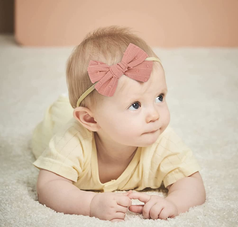 Ovenot Baby Bow Headband navy pattern, adds charm while staying securely attached and soft.