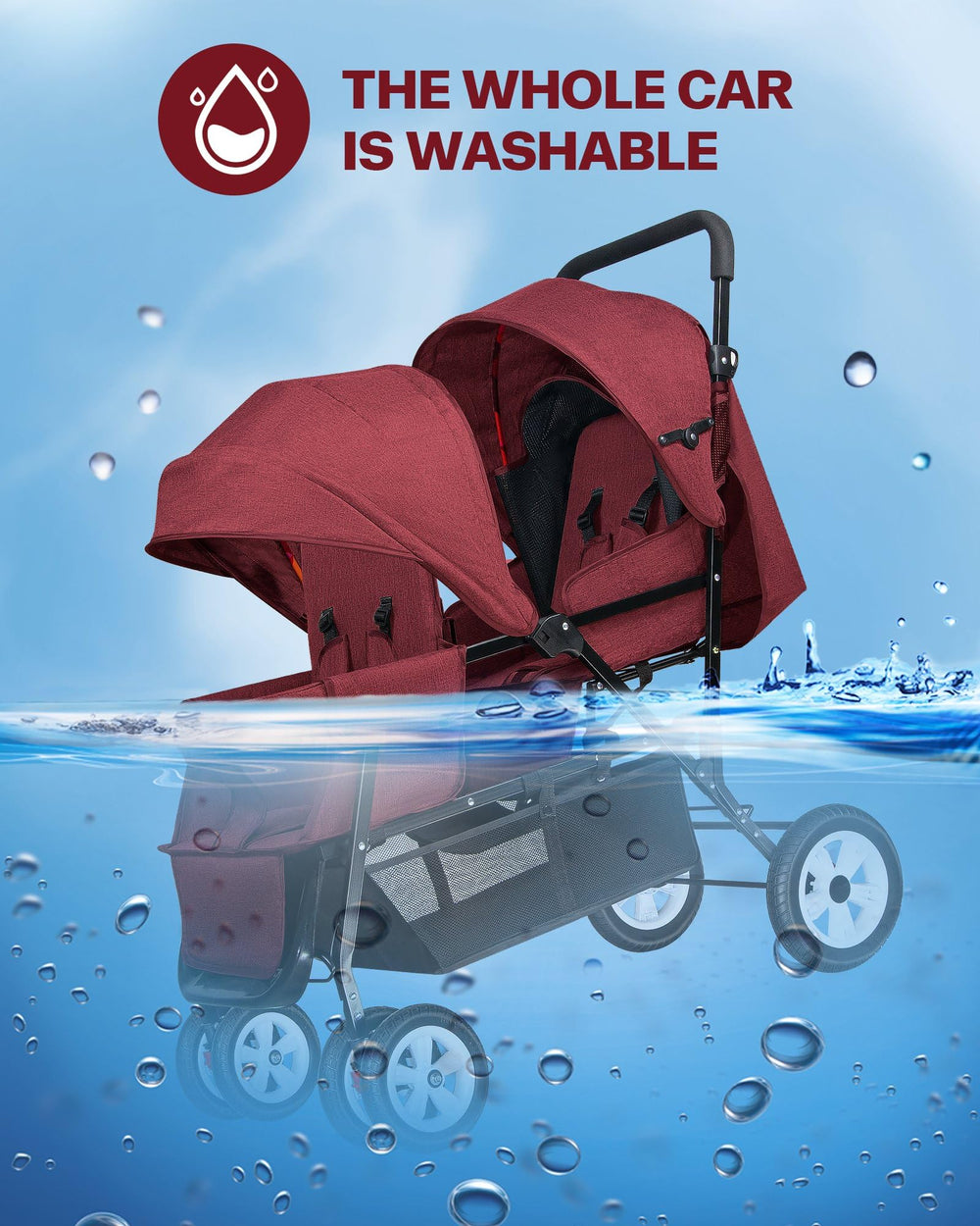 OVERTANG stroller weighs about 22 pounds for simple transport