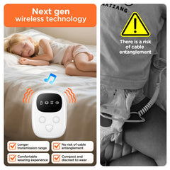 ovevve bedwetting alarm receiver on bedside table with adjustable volume