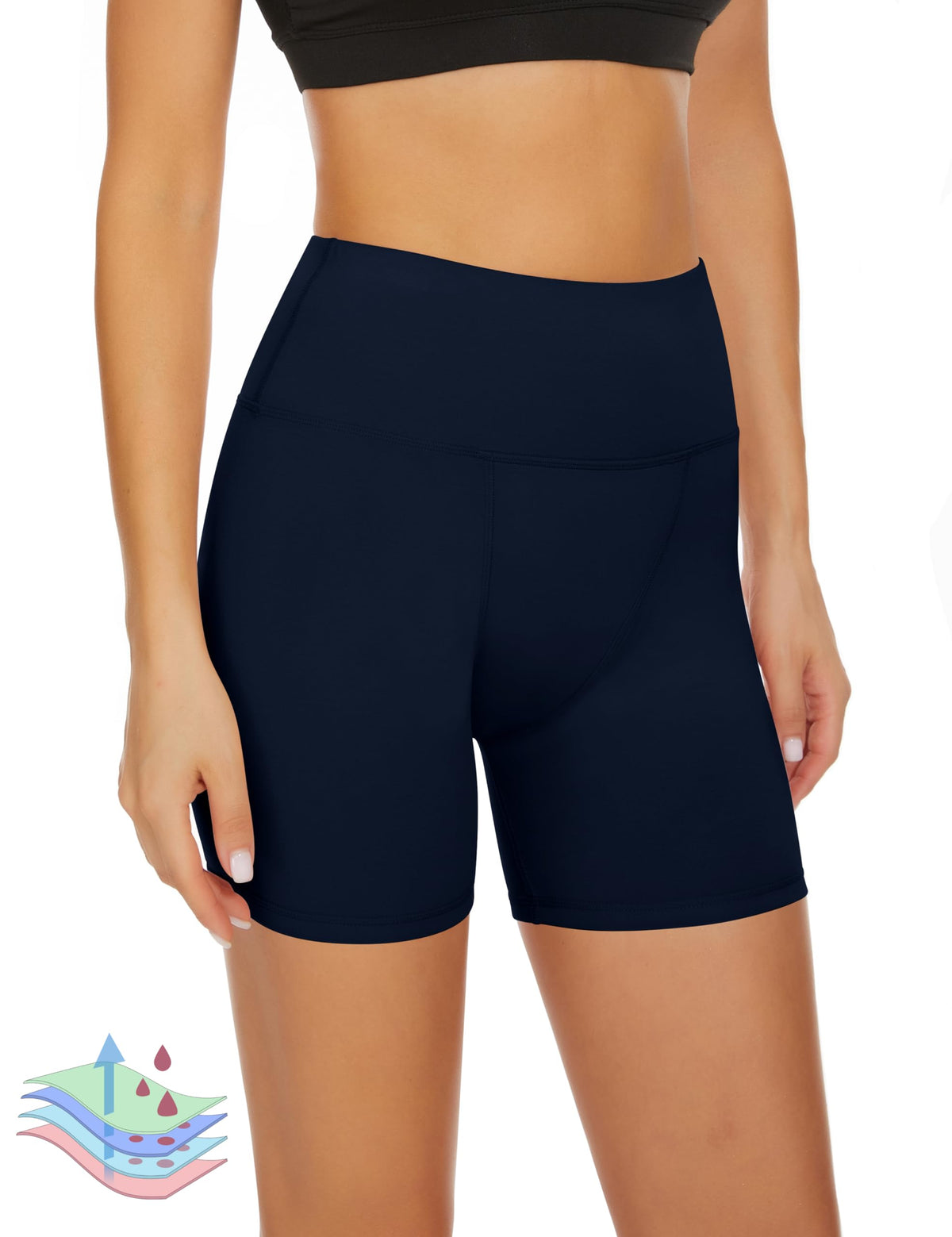 OVRUNS period shorts showing absorbent fabric for all-day dryness and comfort.