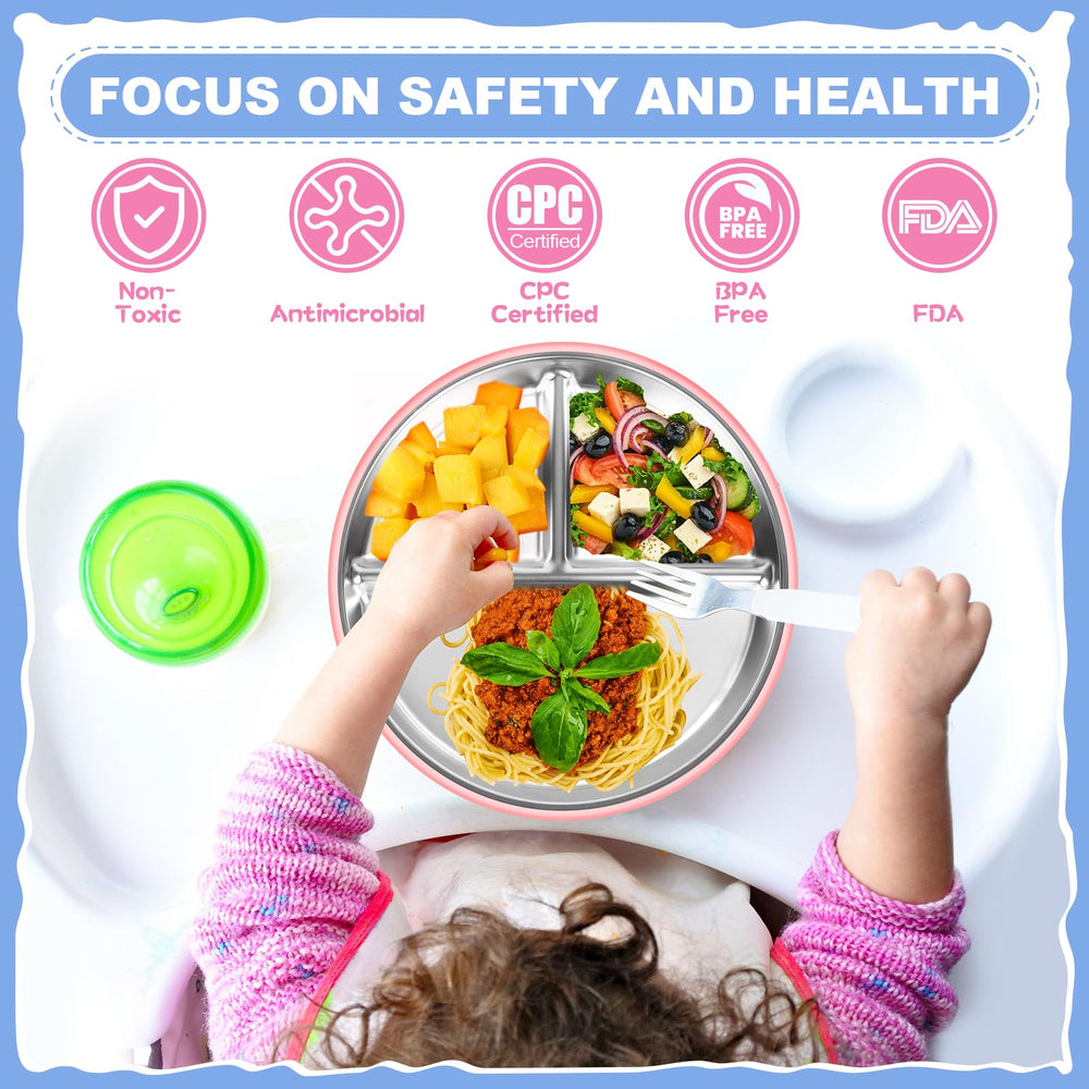 OVV BPA-free stainless steel plates resist rust and stay hygienic during meals.
