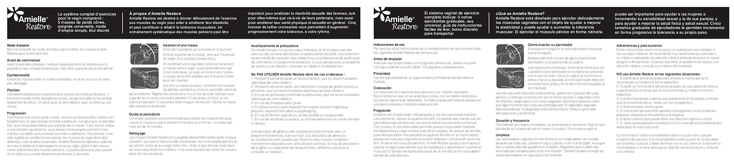 Owen Mumford Amielle Restore Vaginal Trainer care instructions booklet.