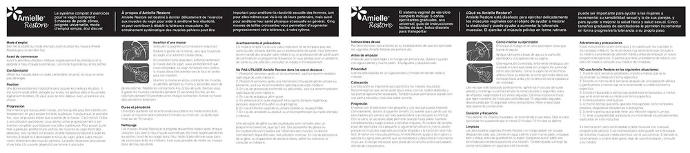 Owen Mumford Amielle Restore Vaginal Trainer care instructions booklet.