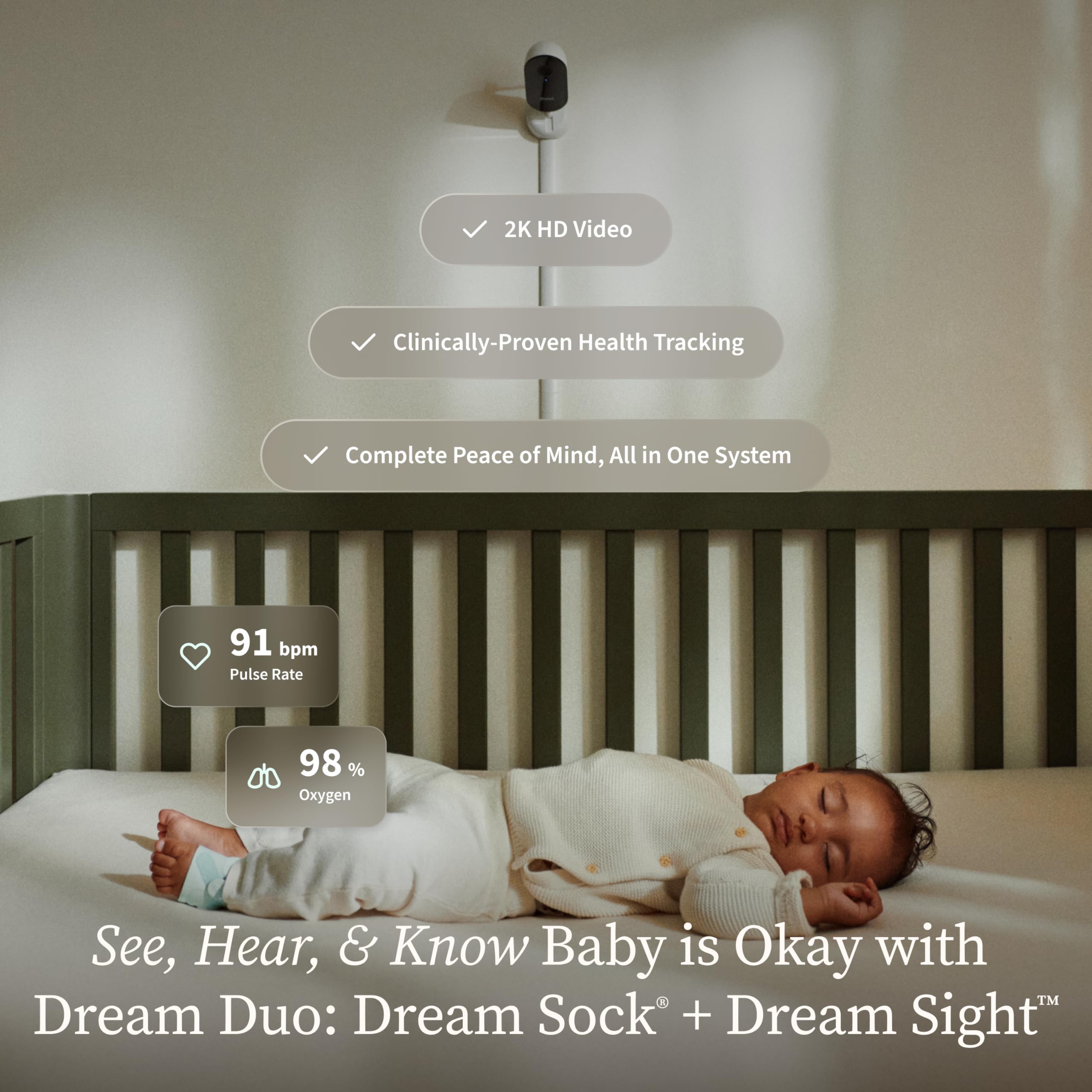 Owlet Dream Duo Gen 3 shows 2K HD video with night vision.