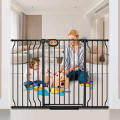 Owlie 37.4-inch extra tall gate protecting stairs and doorways.