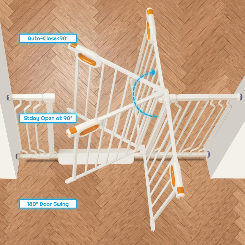 Owlie one-hand operation gate enables easy access for adults.