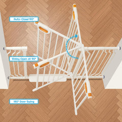 Owlie one-hand operation gate enables easy access for adults.
