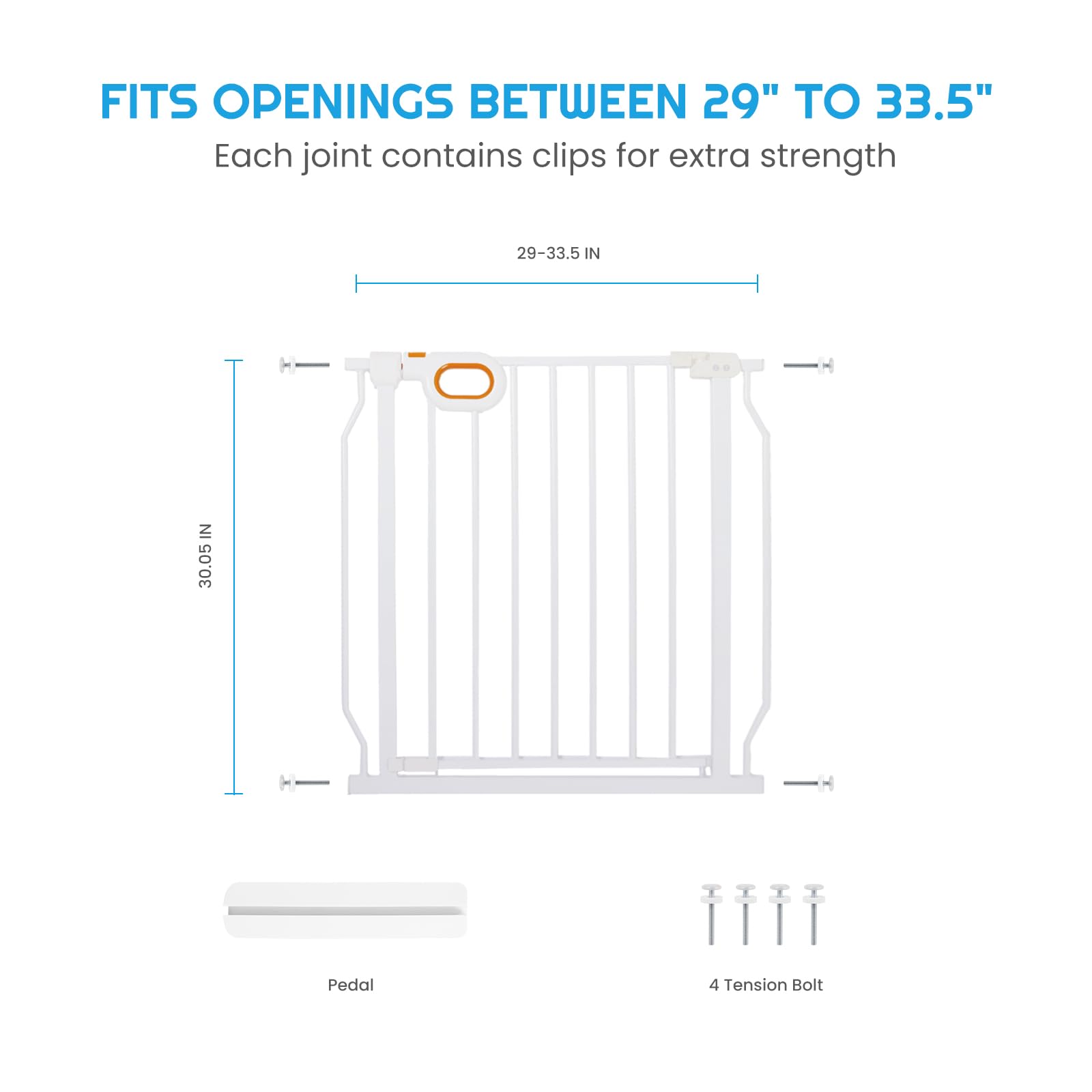 Owlie gate featuring pressure mounting for fast, drill-free setup.