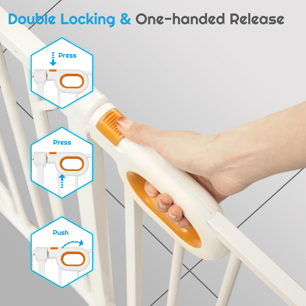Owlie gate height of 30.5 inches covers standard stair openings.