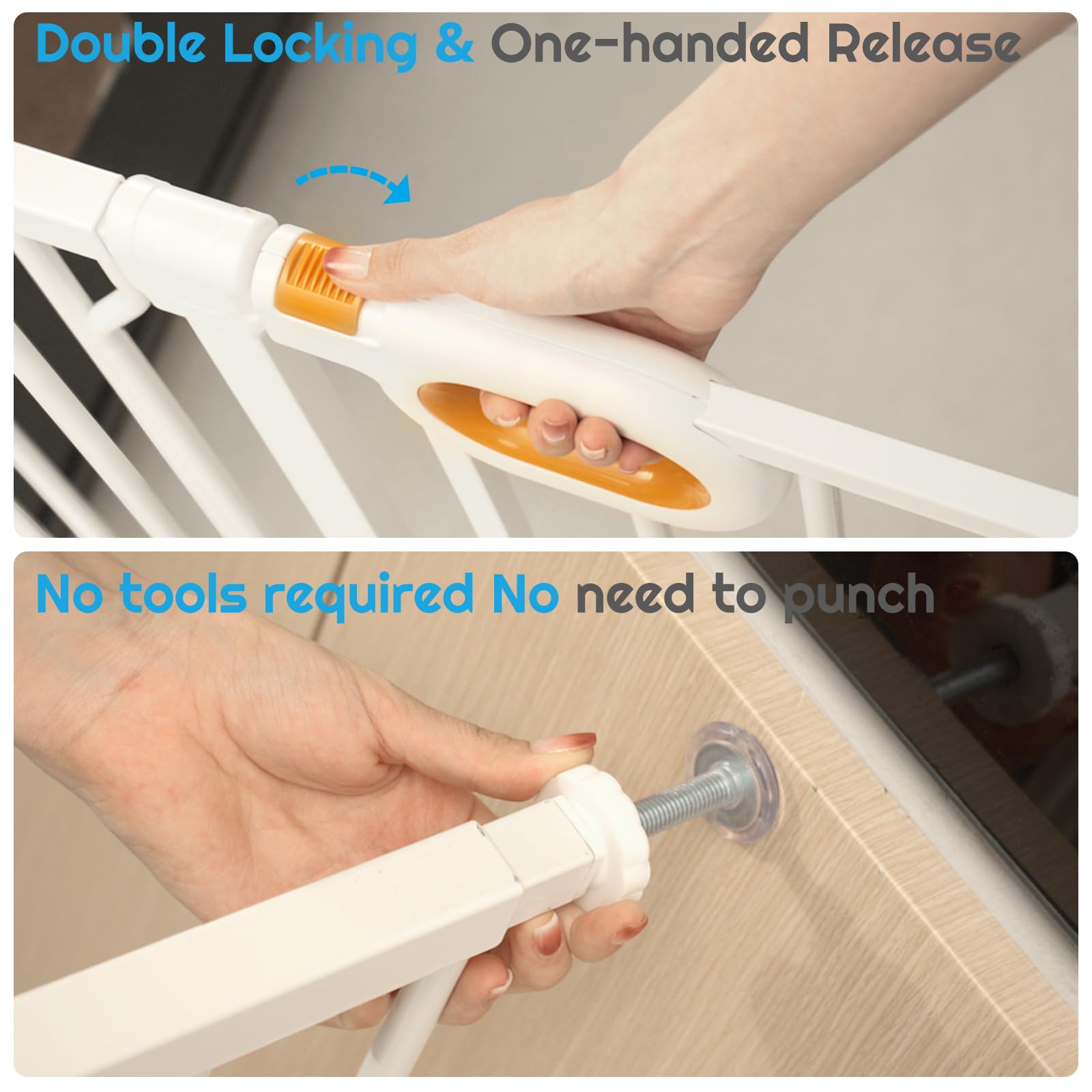 Owlie gate in doorway use, versatile for stairs and hallways.