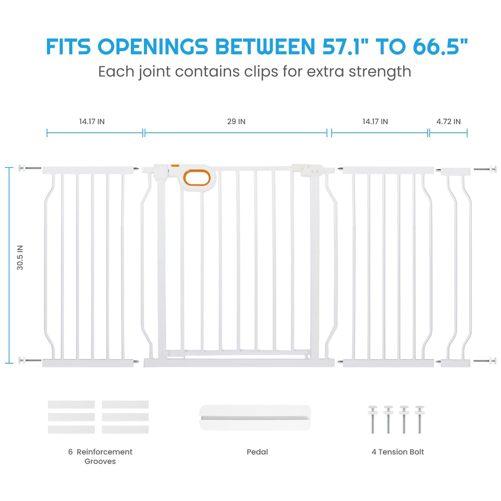 Owlie gate extension kit details allow wider openings for pets and play areas.