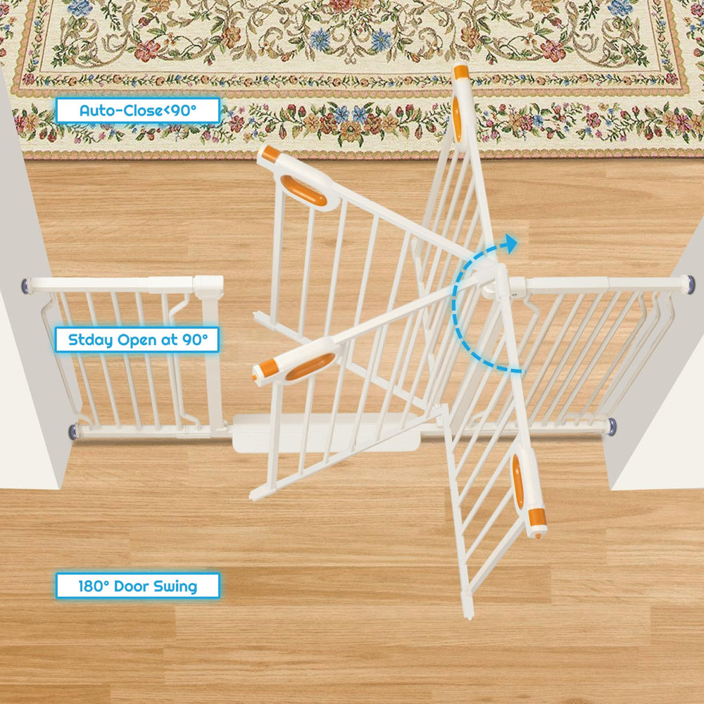 Owlie gate demonstrates one-hand operation for easy entry during daily routines.