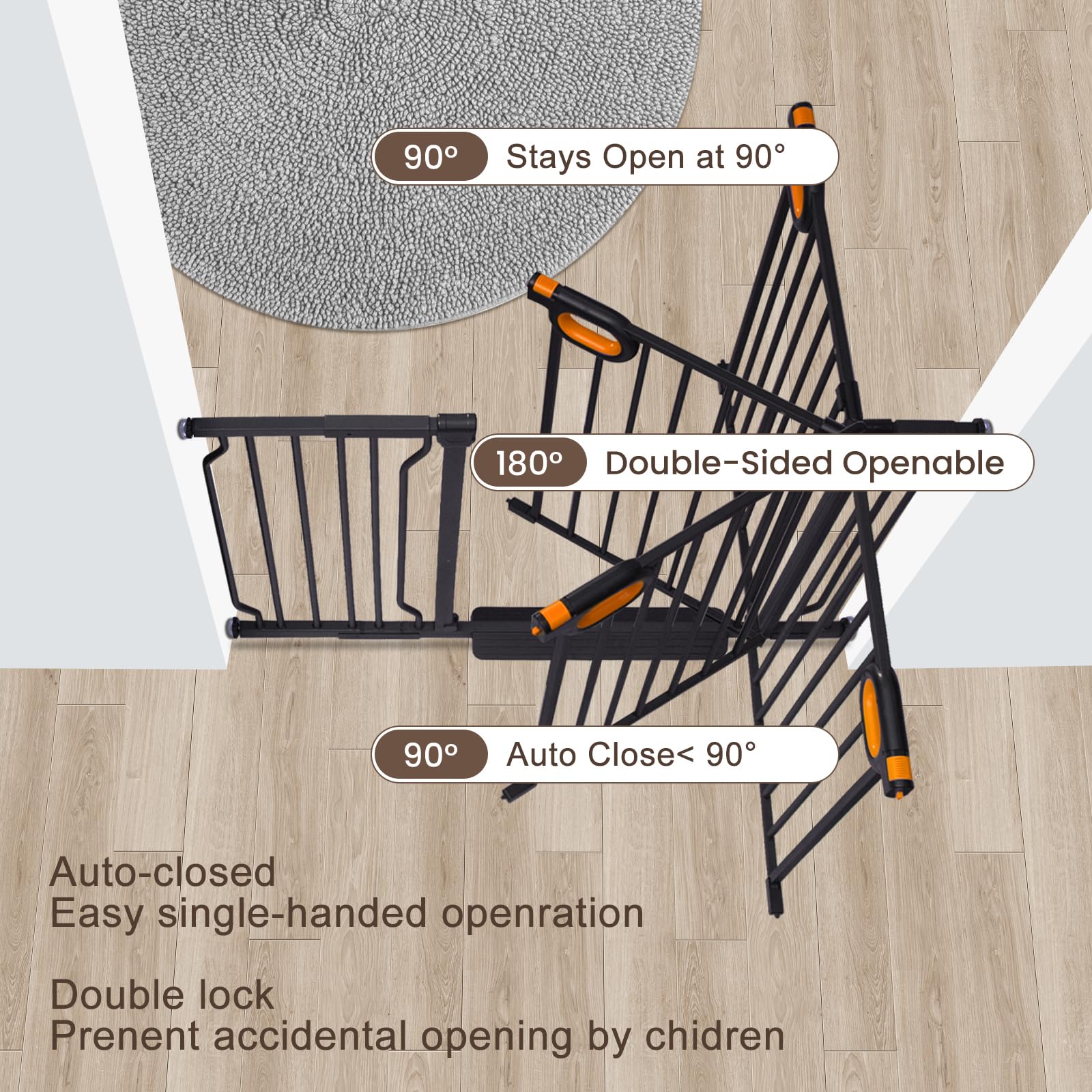 Owlie stair and doorway gate installed on a hallway opening.