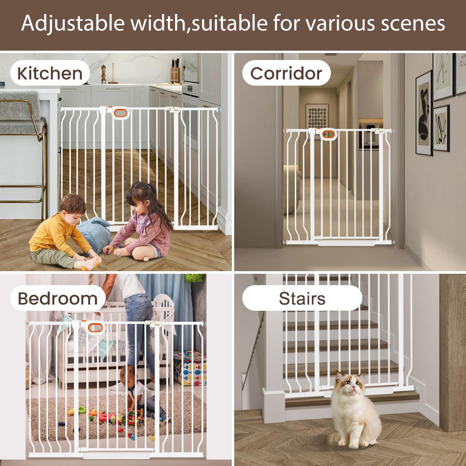 Owlie white indoor gate complements home interiors and safety