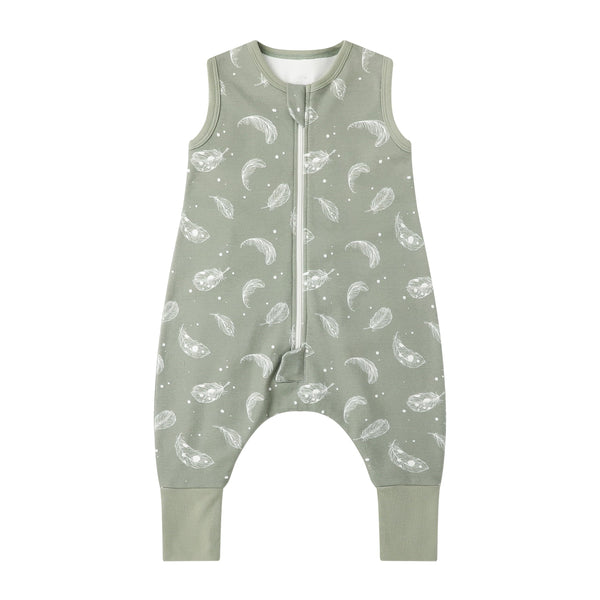 Owlivia 1.0 Tog baby sleeping bag with feet for year-round warmth and mobility.