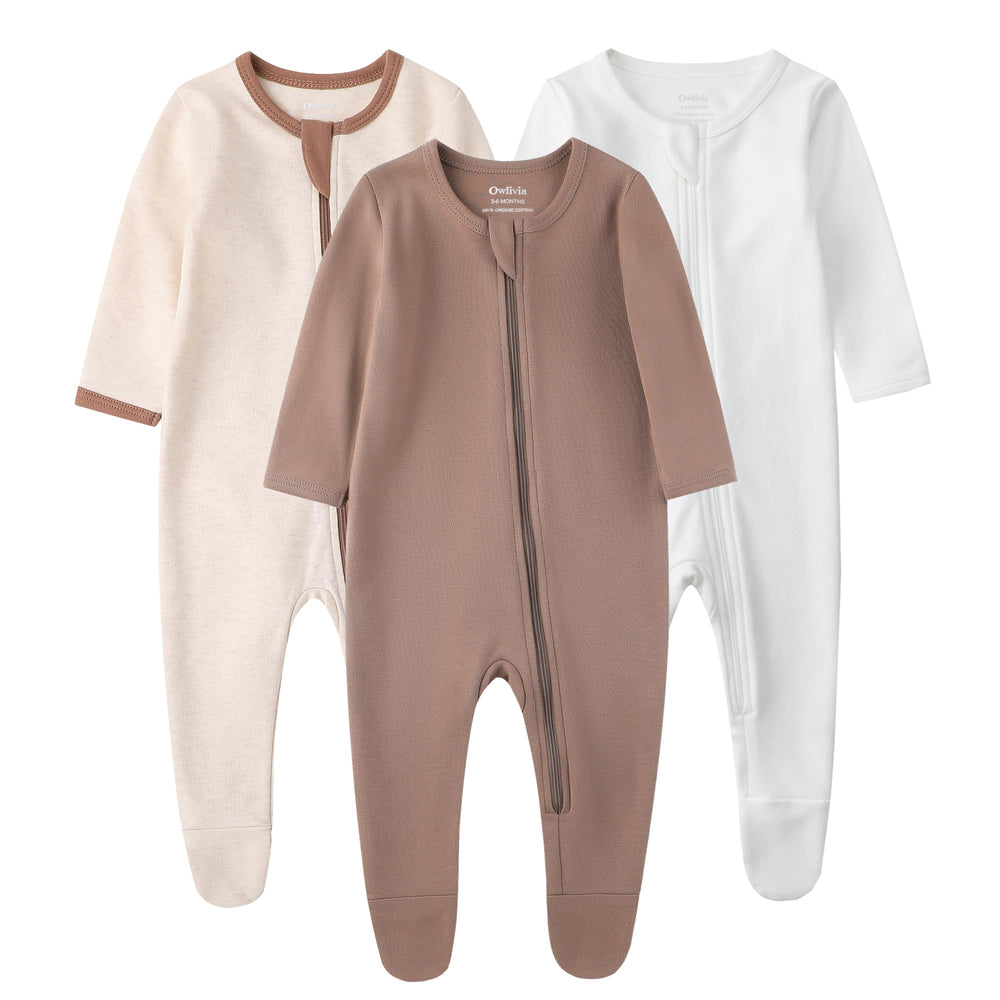 Owlivia 3-pack zip-front pajamas for easy nighttime changes.