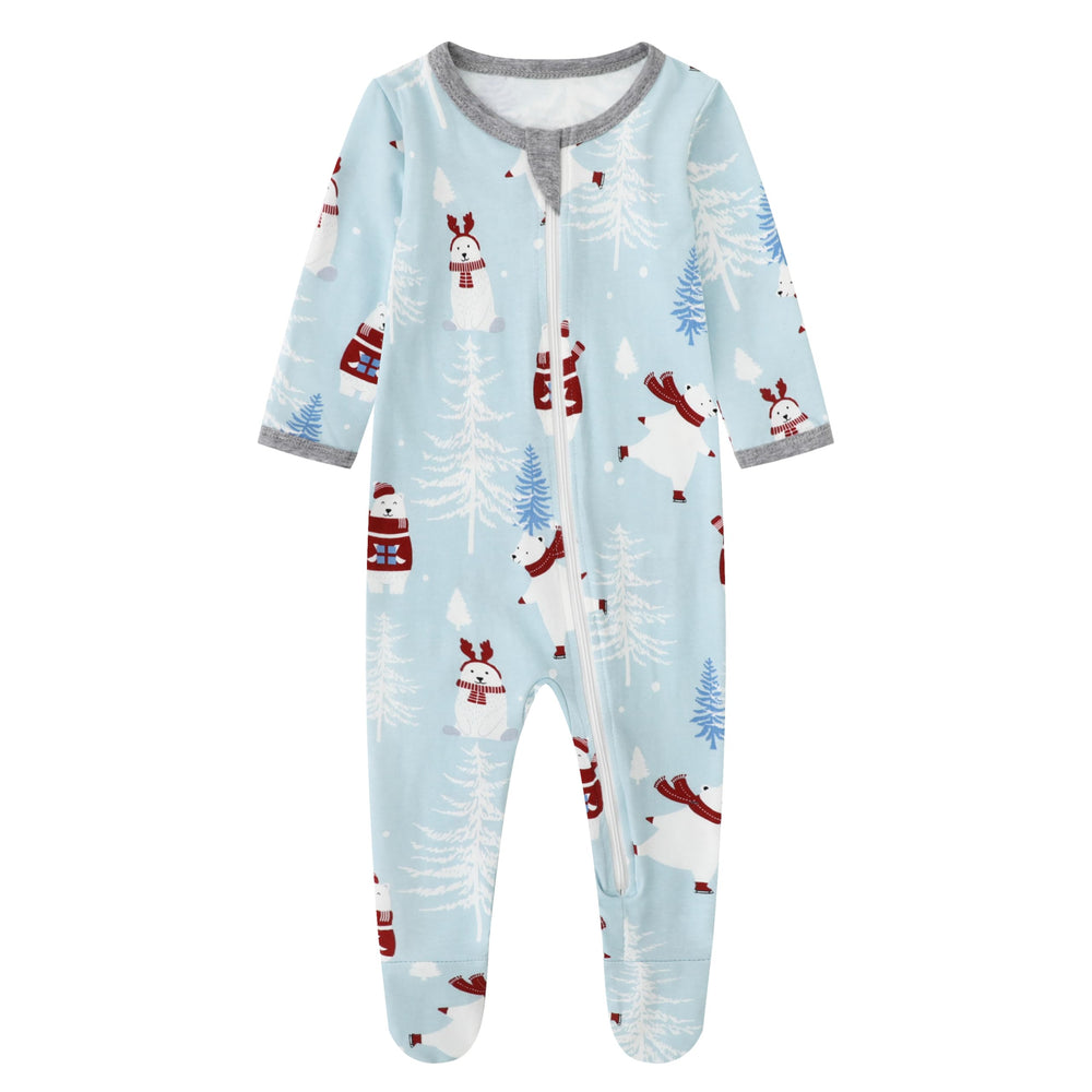 Owlivia baby pajamas zip-front closeup highlighting soft organic cotton for gentle skin comfort.