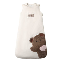 Owlivia Sleep Sack in brown bear front view for cozy, safe winter sleep
