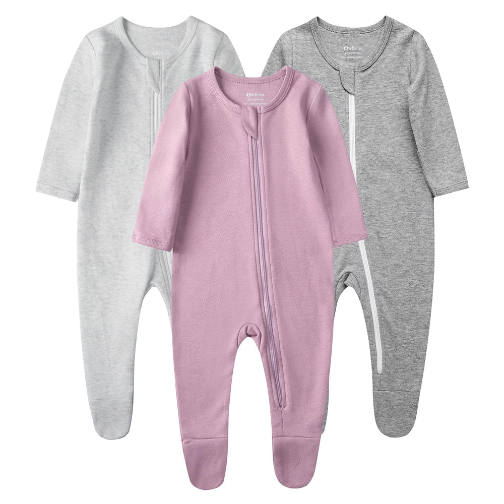 Owlivia organic cotton baby pajamas with zip-front for easy night changes.