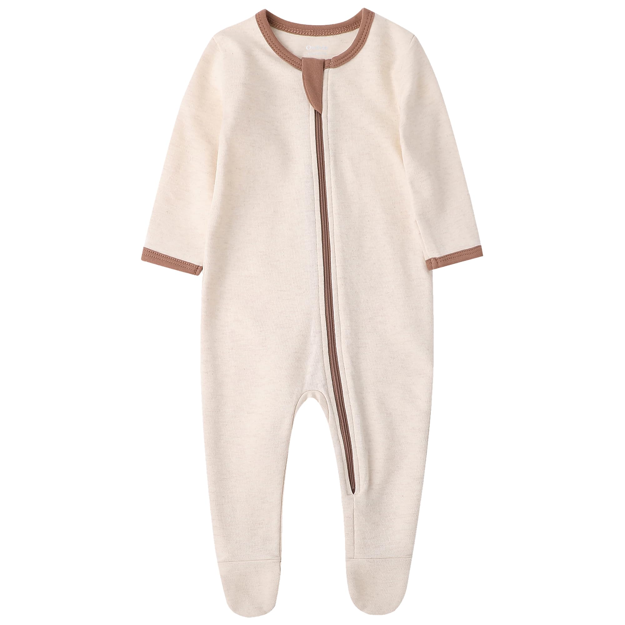 Owlivia beige ivory organic cotton baby pajamas for everyday comfort.