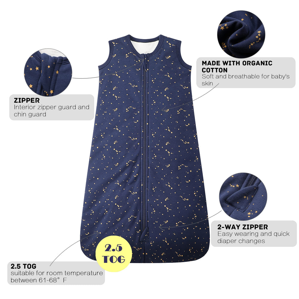 Owlivia sleep sack sleeveless design promotes airflow and comfort