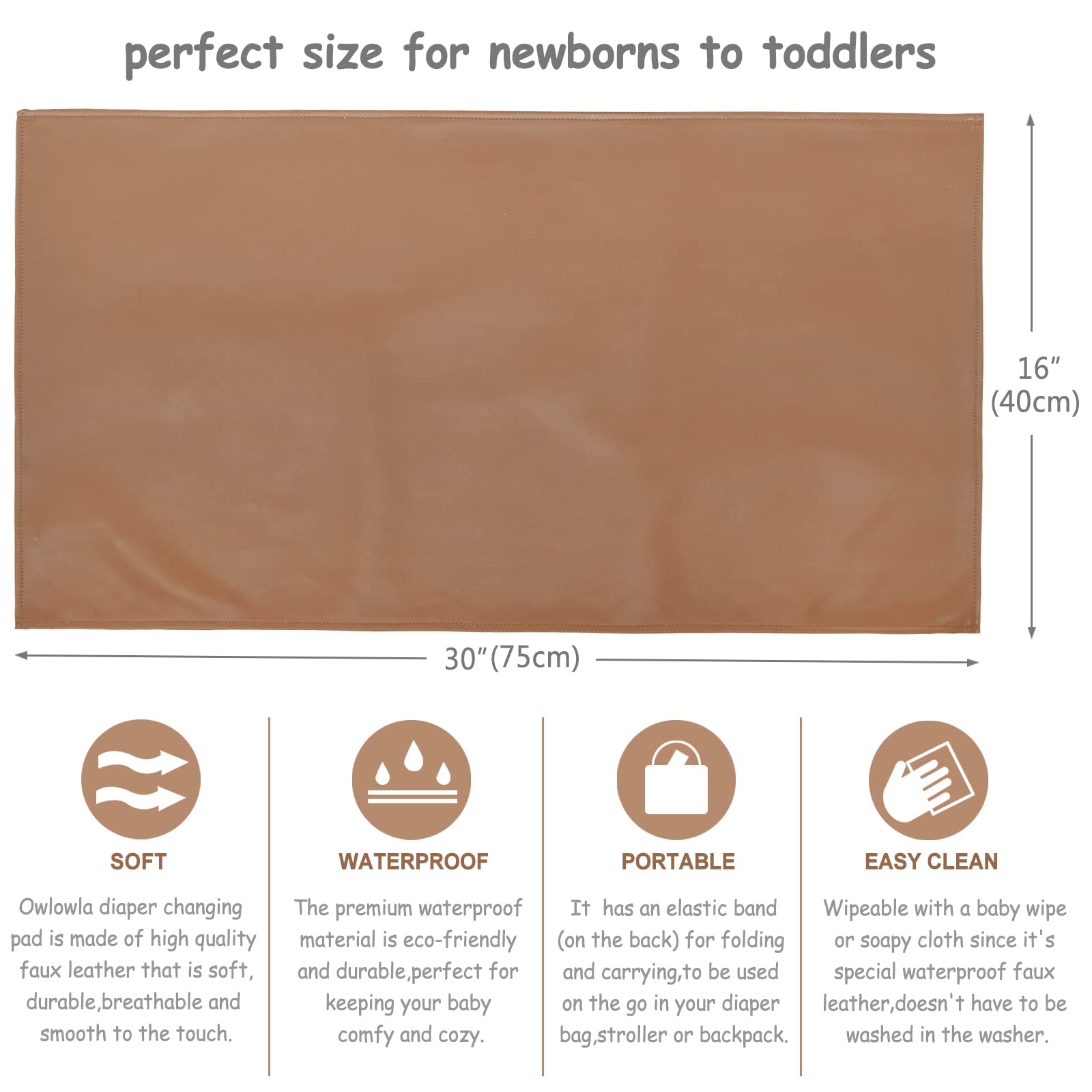 Owlowla 30x16 inch size, roomy for newborns and small toddlers.