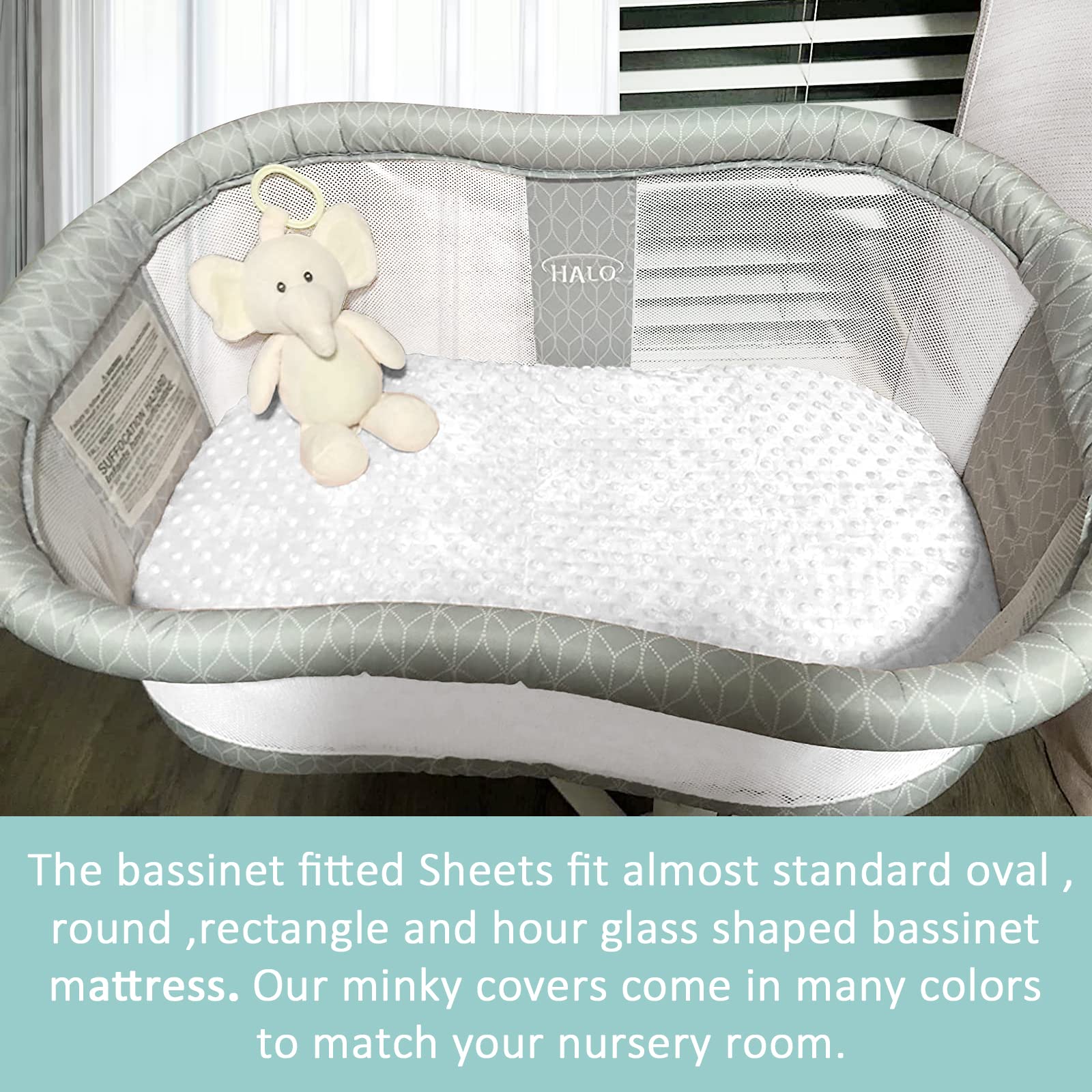 Elastic-band in action securing a smooth, stay-put fit on the bassinet.
