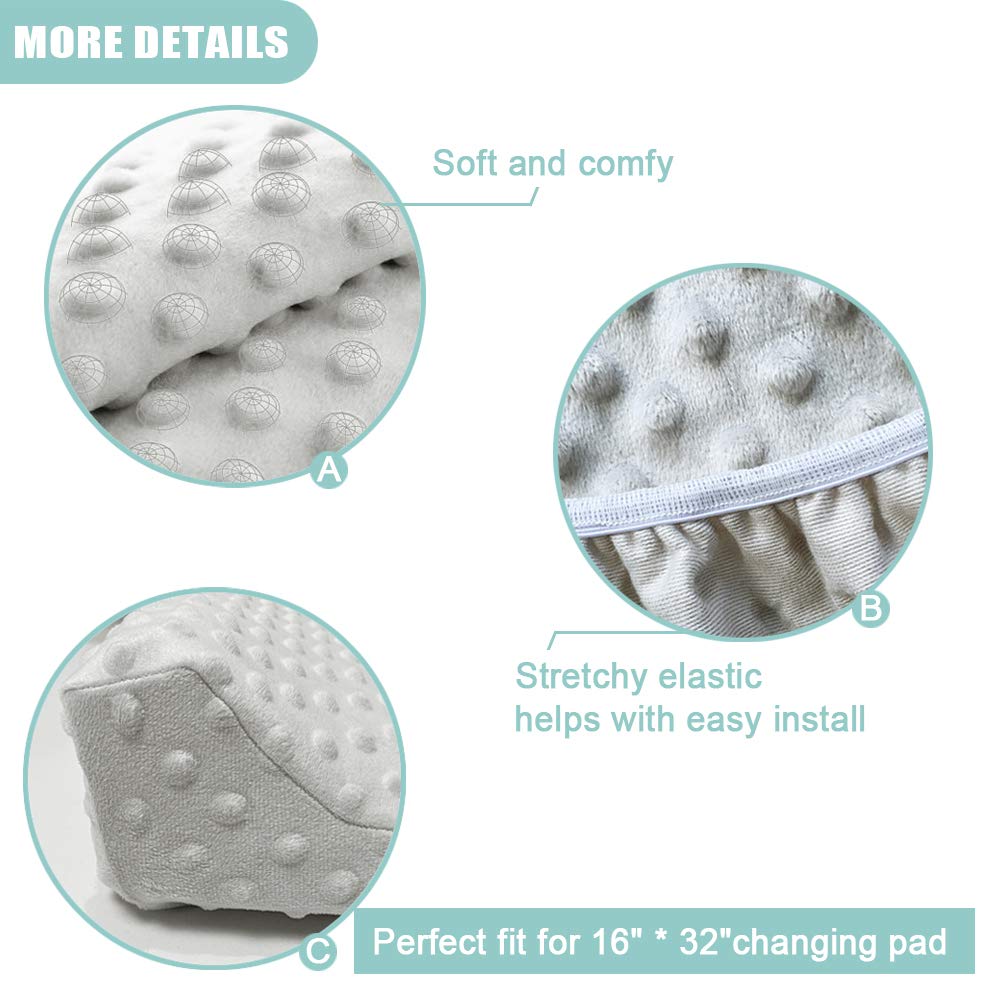 Owlowla changing pad cover with stretch-fit to 16x32 inches for quick secure setup.